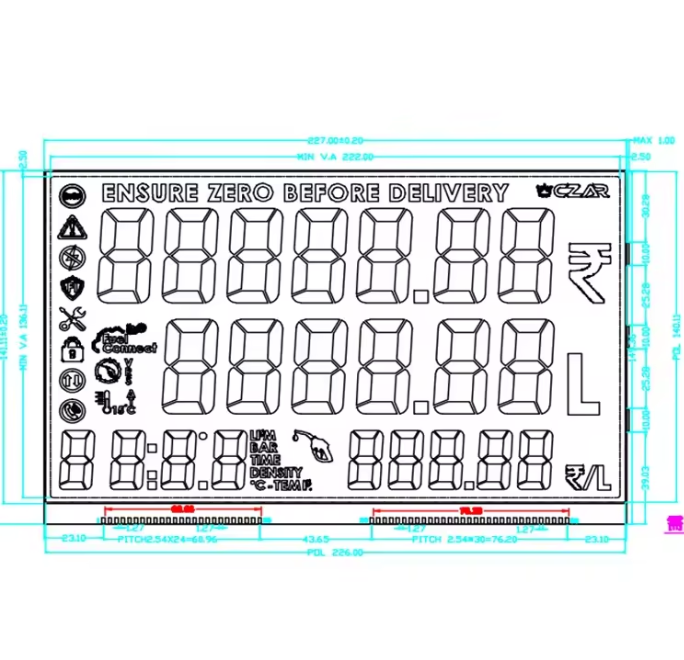 Pantalla LCD con PIN personalizado de 13 dígitos para dispensador de combustible